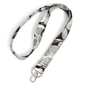 BNWT VERA BRADLEY WIDE LANYARD BEDFORD BLOOMS BLACK & WHITE PRINT HOLDER